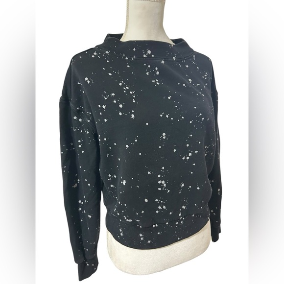 Anthropologie Pilcro Elayna Sweatshirt Splattered Paint Black White Crewneck - Picture 3 of 8